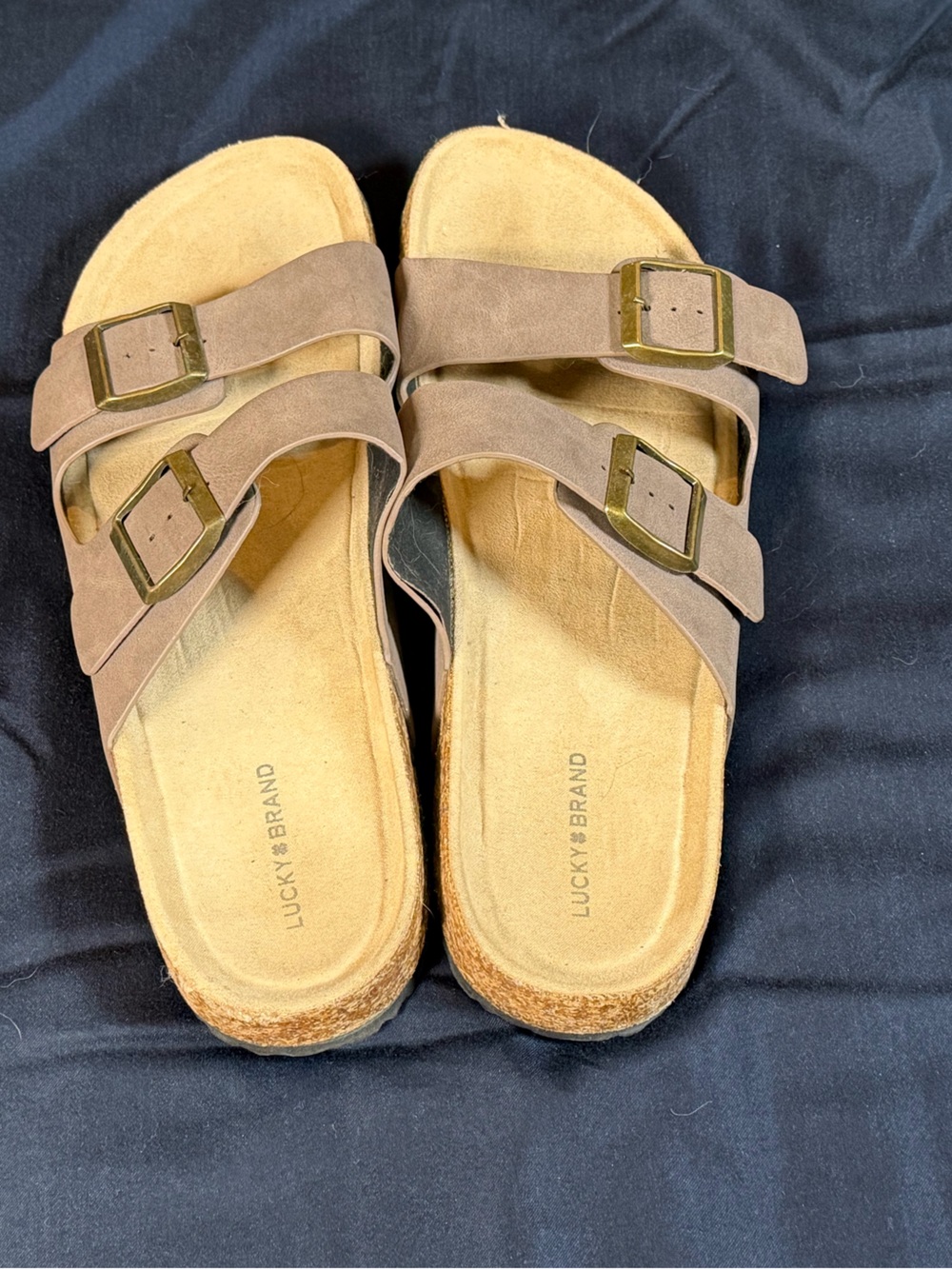 Lucky Brand Brown Double-Buckle Slide Sandals 12 - Picture 4 of 5